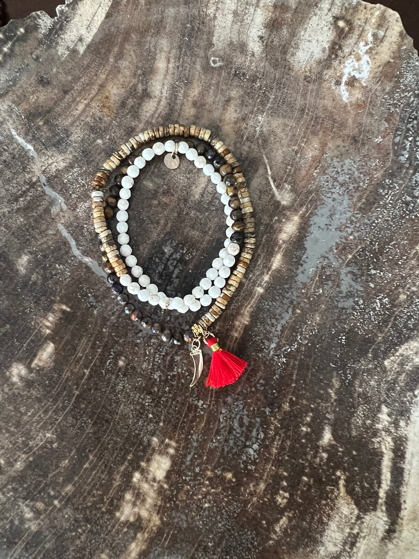 Jasper, White Howlite and Tiger’s Eye Bracelet