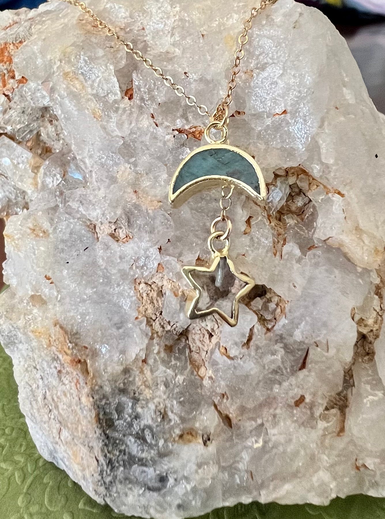 Moon and Floating Star Necklace
