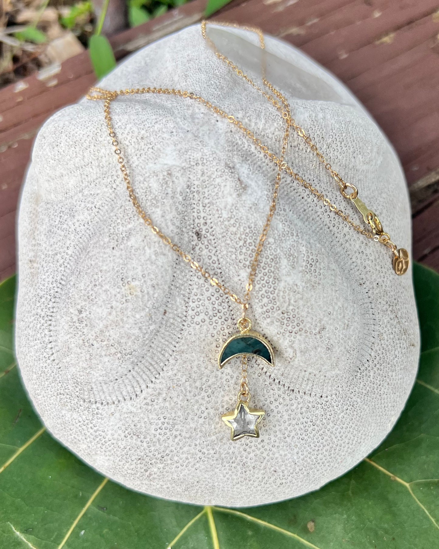 Moon and Floating Star Necklace