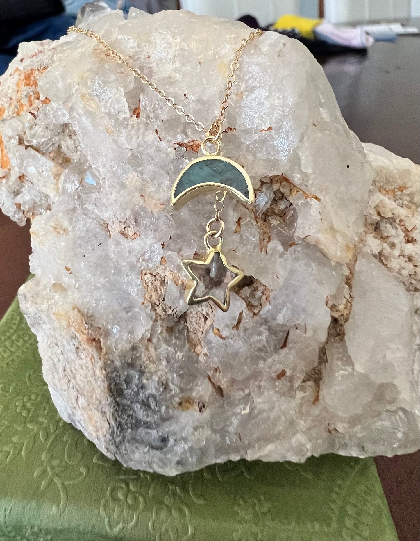 Moon and Floating Star Necklace