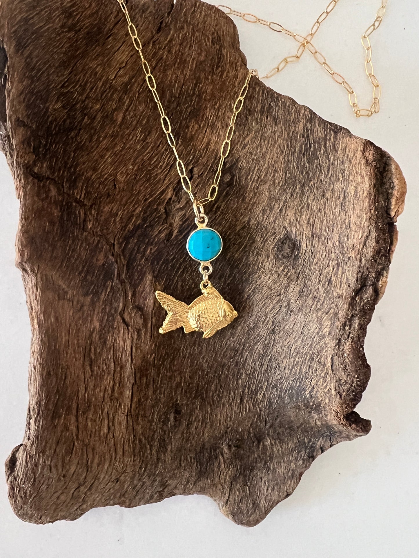 Fish and Turquoise Necklace
