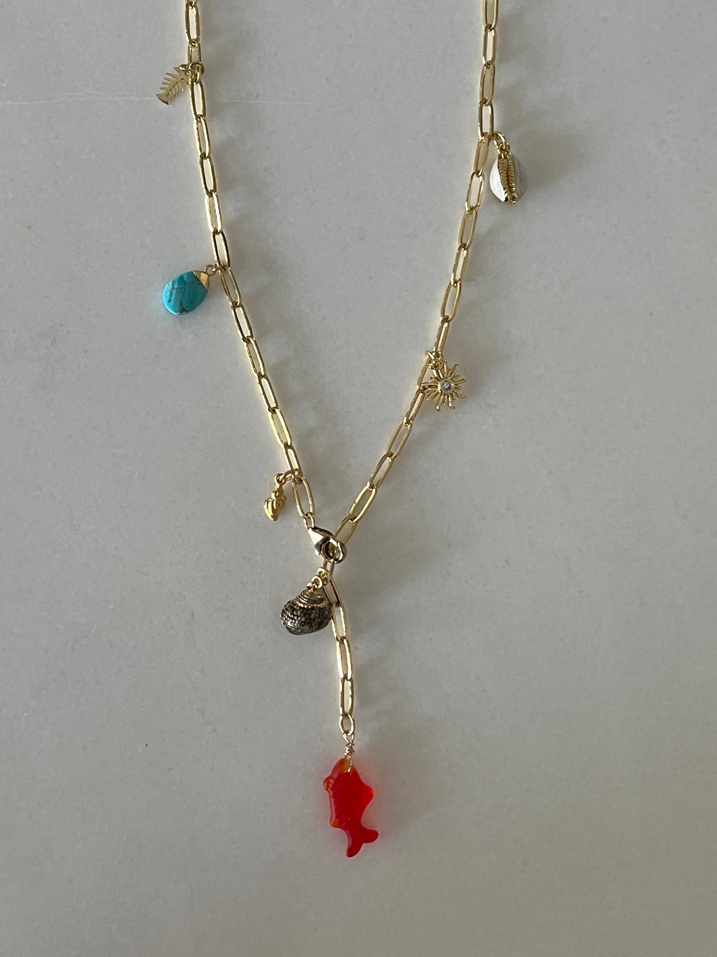 Red Fish Charm Necklace