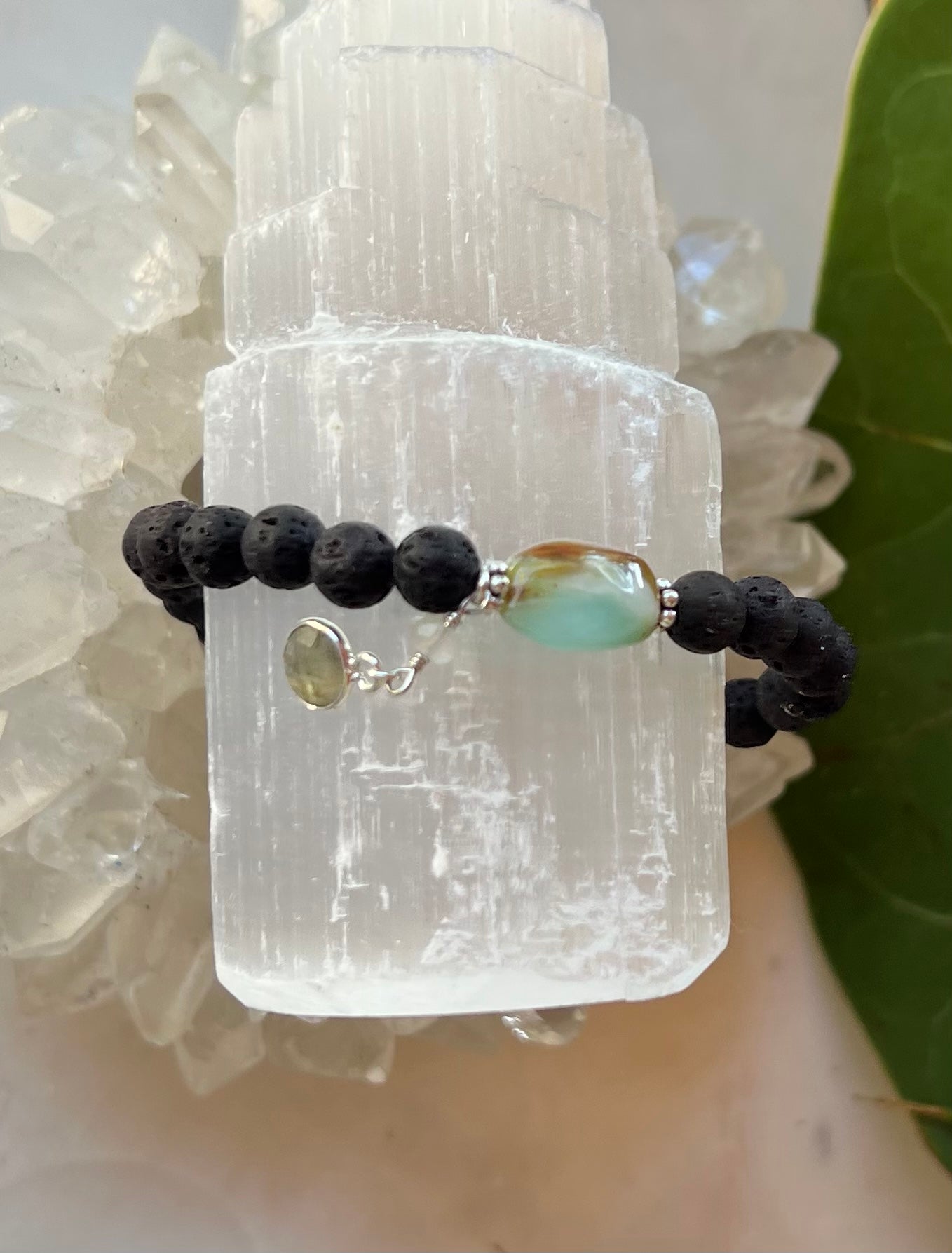 Lava and Blue Opal Bracelet