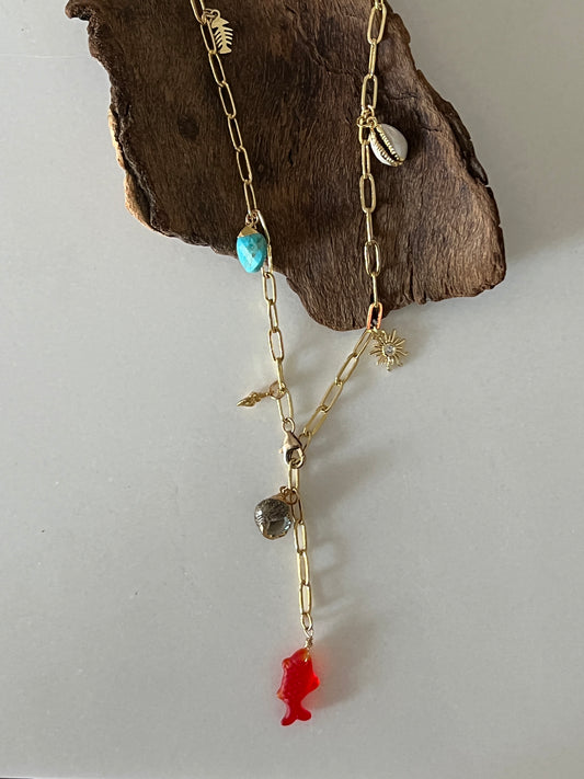 Red Fish Charm Necklace