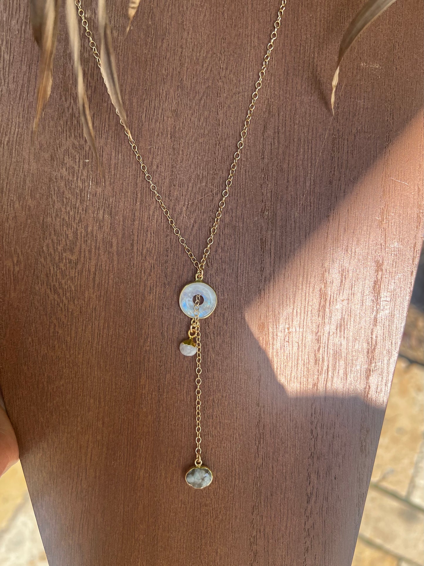 Moonstone and Blue Opal Drop Necklace