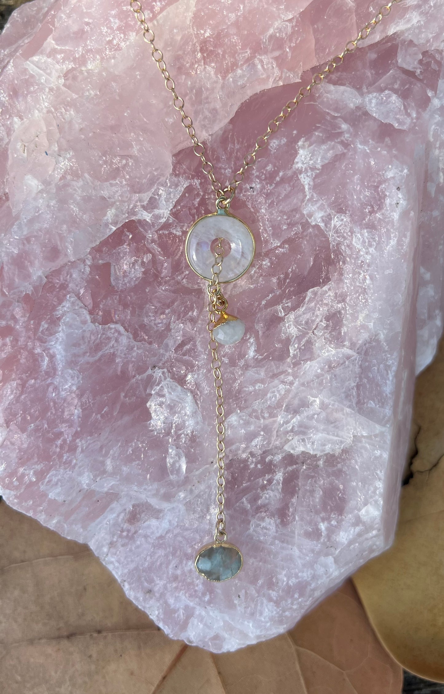 Moonstone and Blue Opal Drop Necklace