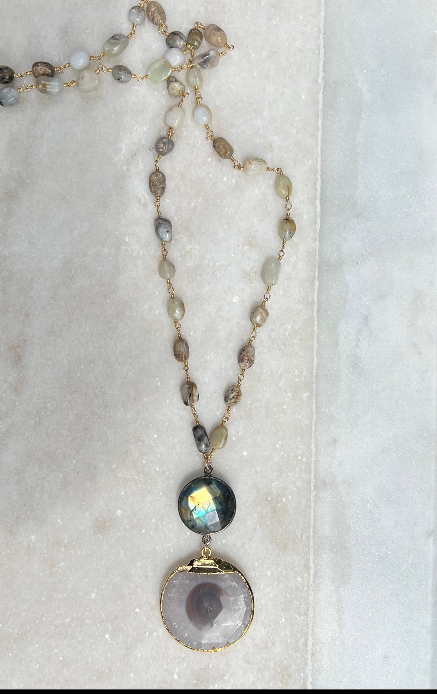 Labradorite and Solar Quartz Necklace