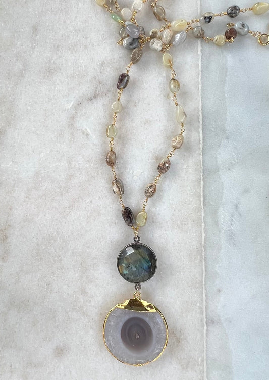 Labradorite and Solar Quartz Necklace