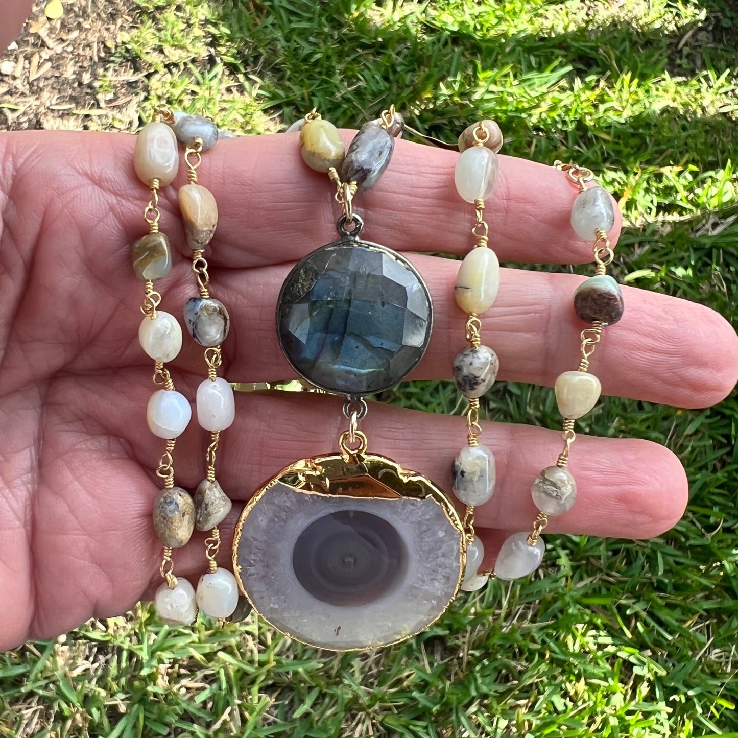 Labradorite and Solar Quartz Necklace