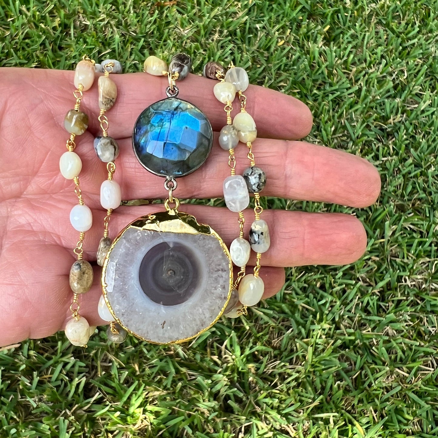 Labradorite and Solar Quartz Necklace