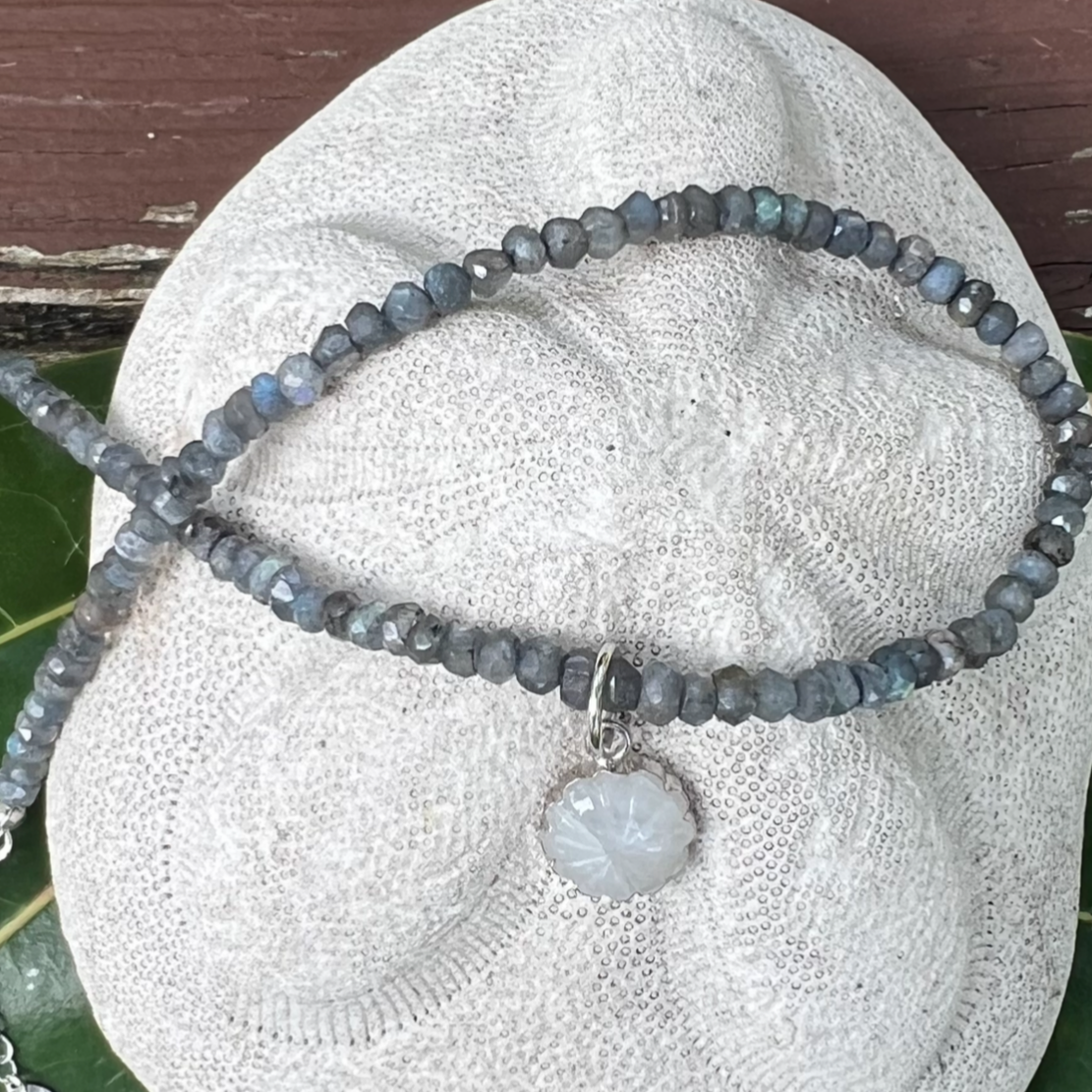 Labradorite and Moonstone Floral Necklace