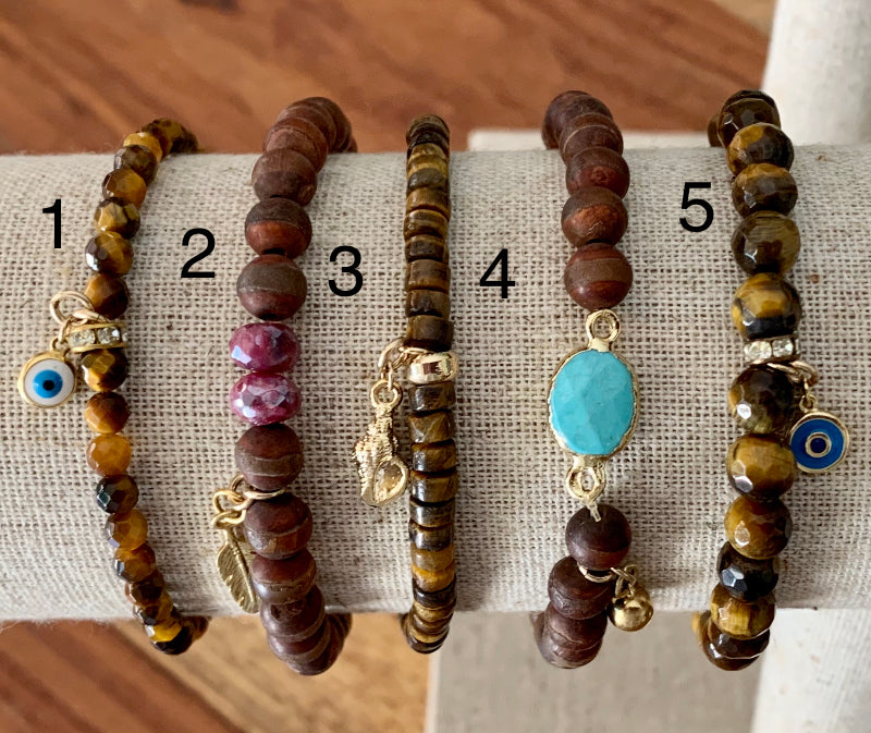 Agate and Tigers Eye Bracelets