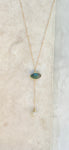 Emerald and Moonstone Lariat Necklace