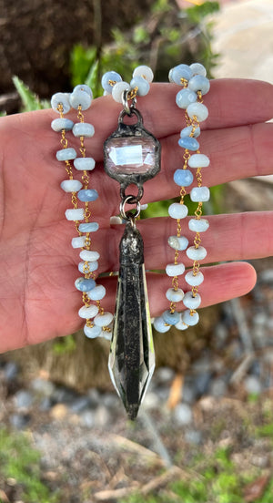 Crystals and Blue Owyhee Necklace