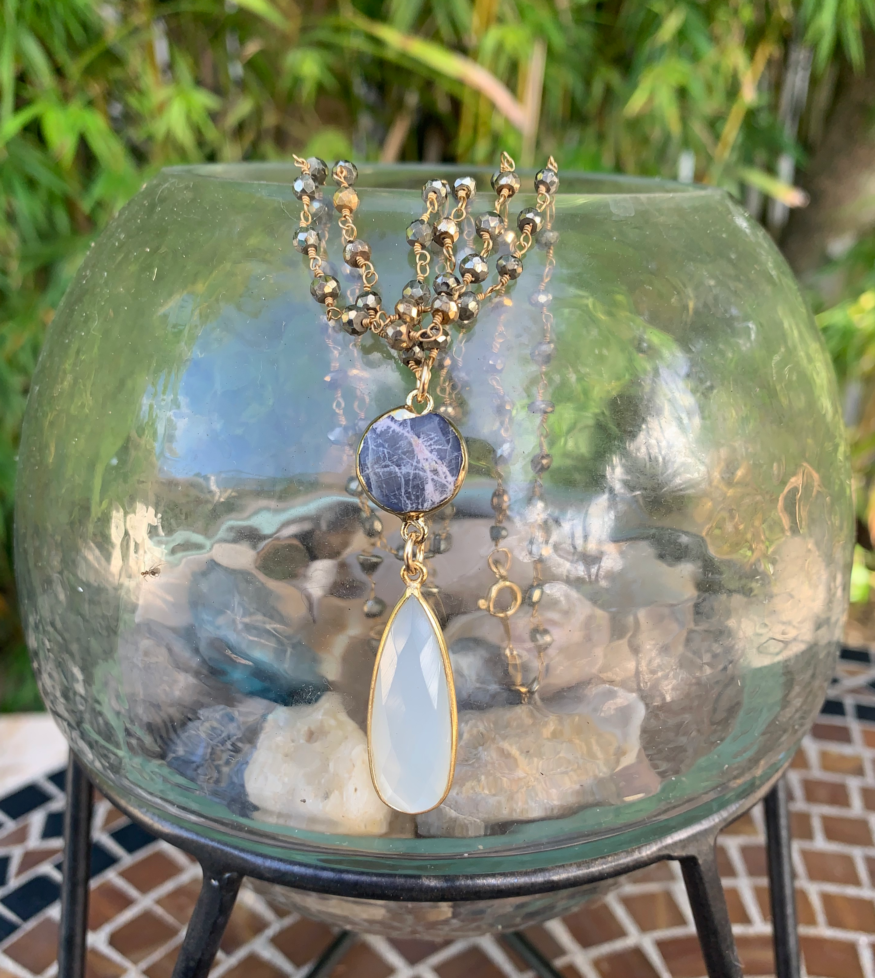 Moonstone and Kyanite Necklace