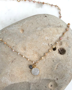 Chocolate and Rainbow Moonstone Necklace
