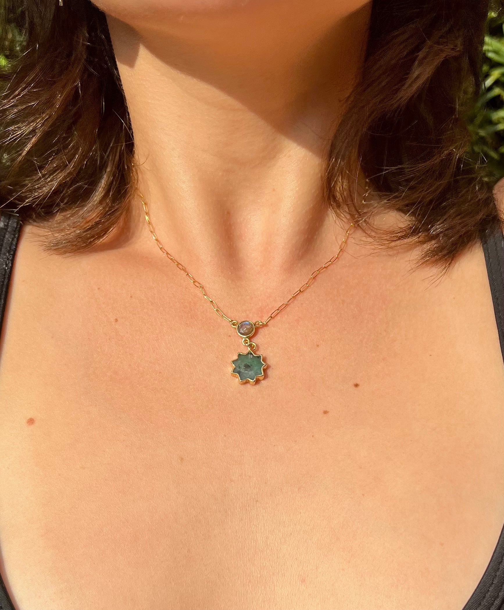Emerald Sunburst Necklace