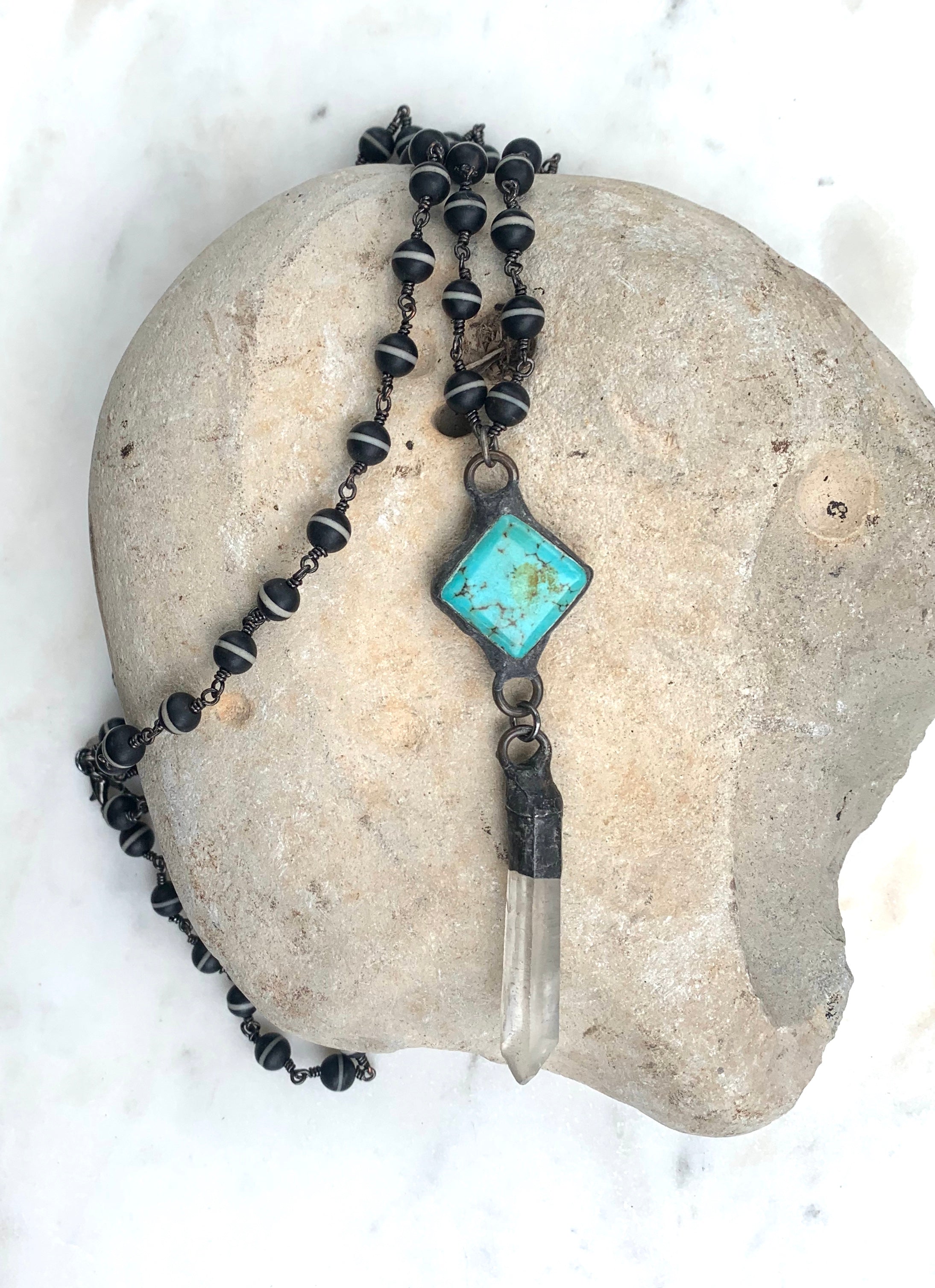 Crystal Prism and Turquoise Necklace