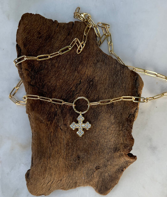 Coptic Cross on Paperclip Necklace