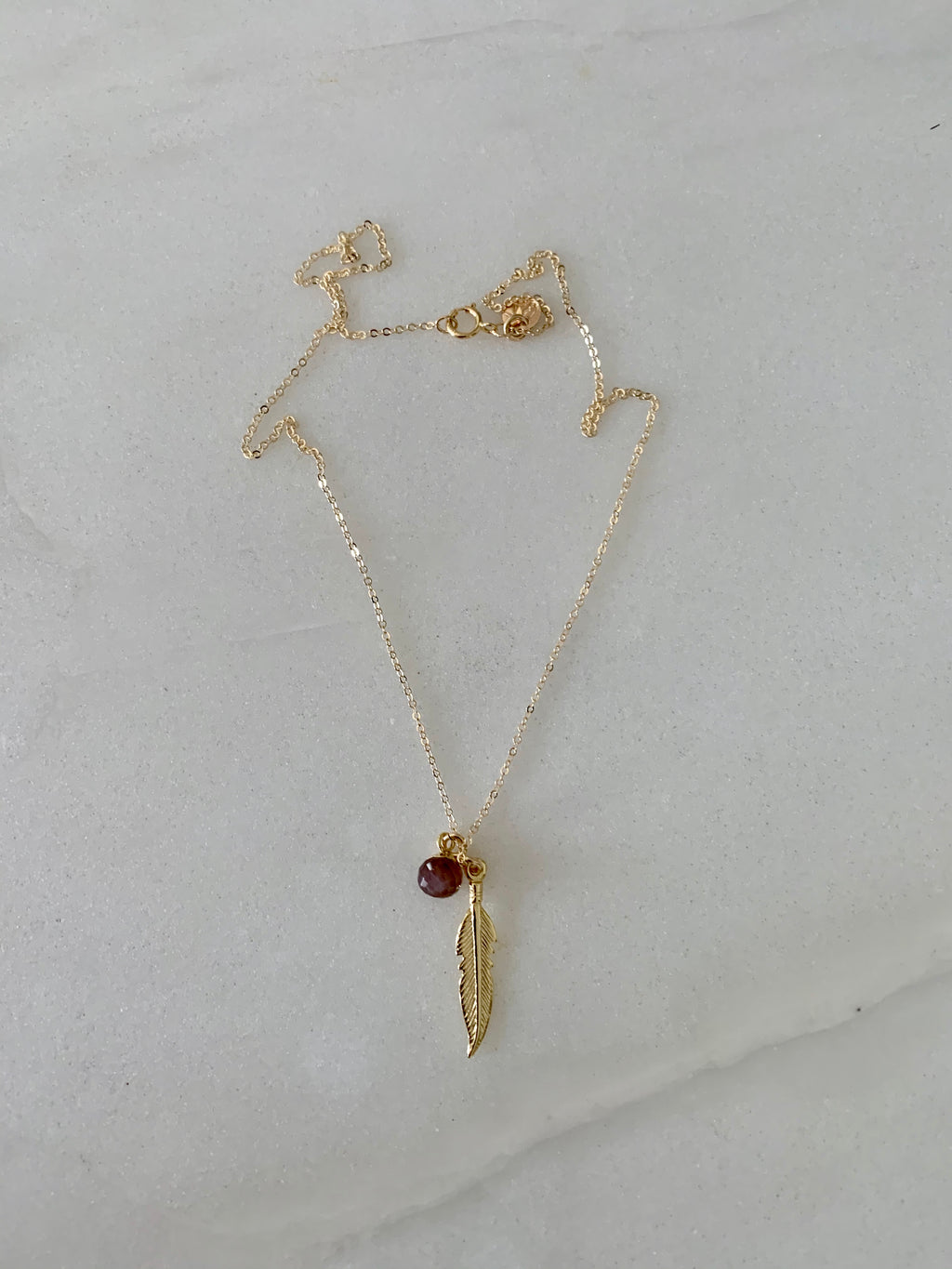 Feather and Moonstone Necklace