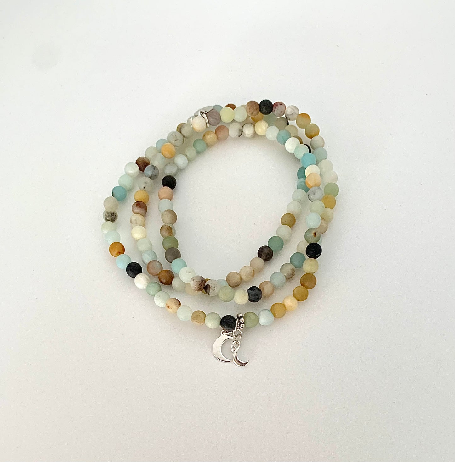 Amazonite and Crescent Moons Bracelet Stack