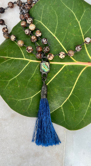 Tibetan Agate and Tassel Necklace