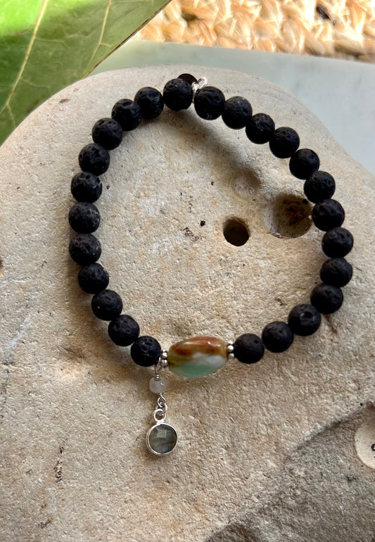 Lava and Blue Opal Bracelet