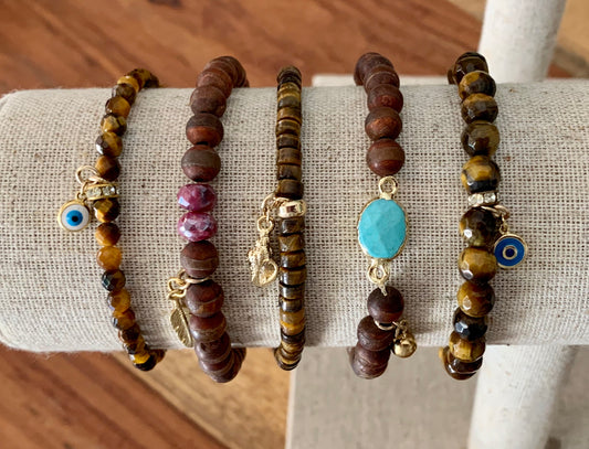 Agate and Tigers Eye Bracelets