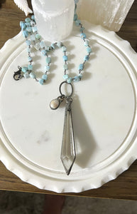 Larimar and Crystal Spike Necklace