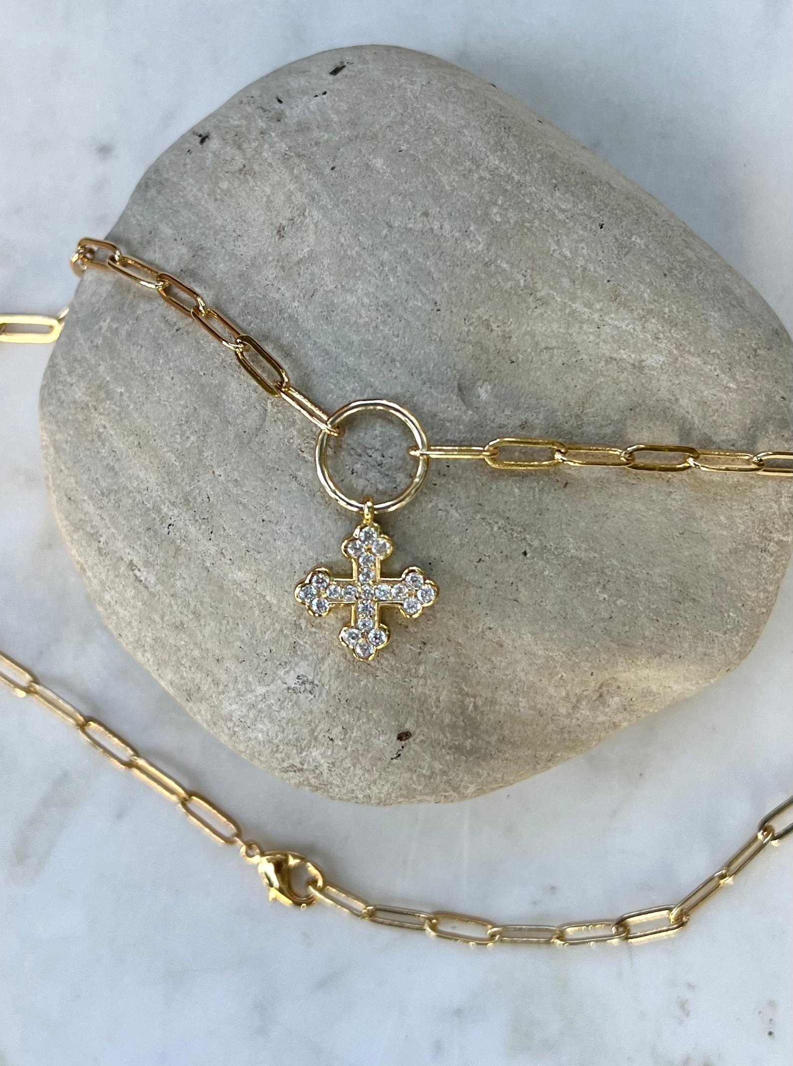 Coptic Cross on Paperclip Necklace