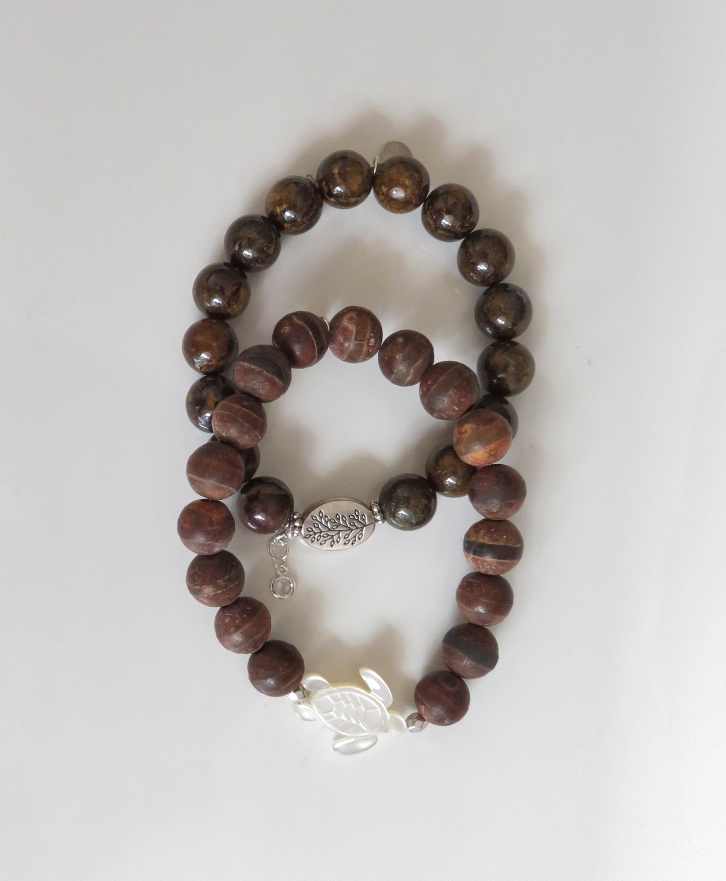 Bronzite and Tibetan Agate Bracelet