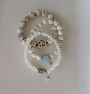 Howlite and Mother of Pearl Bracelets
