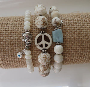 Howlite and Mother of Pearl Bracelets