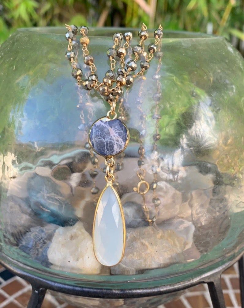 Moonstone and Kyanite Necklace