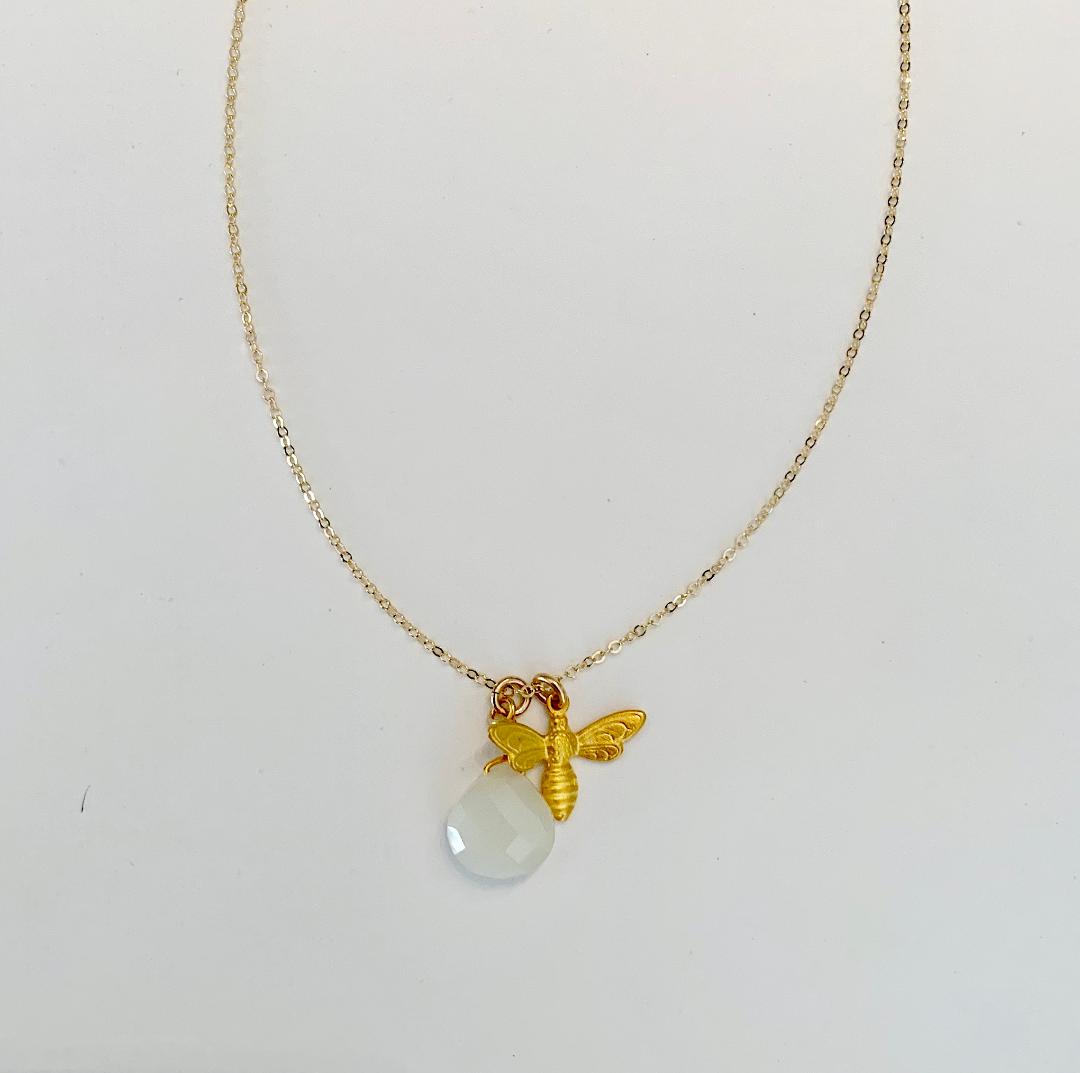 Bee and Moonstone Necklace