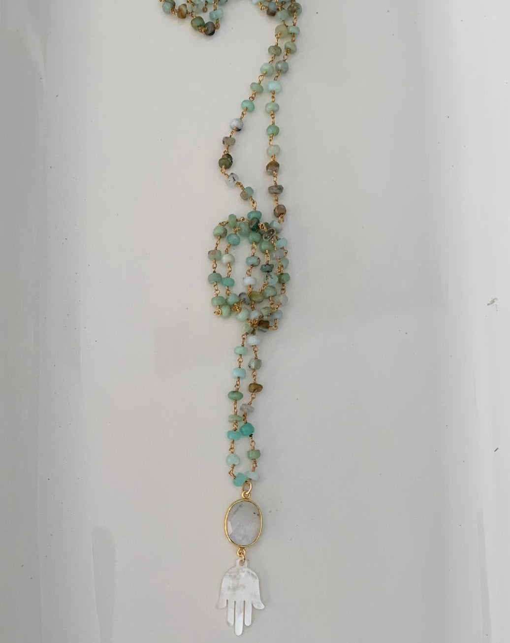 Moonstone and Hamsa Necklace